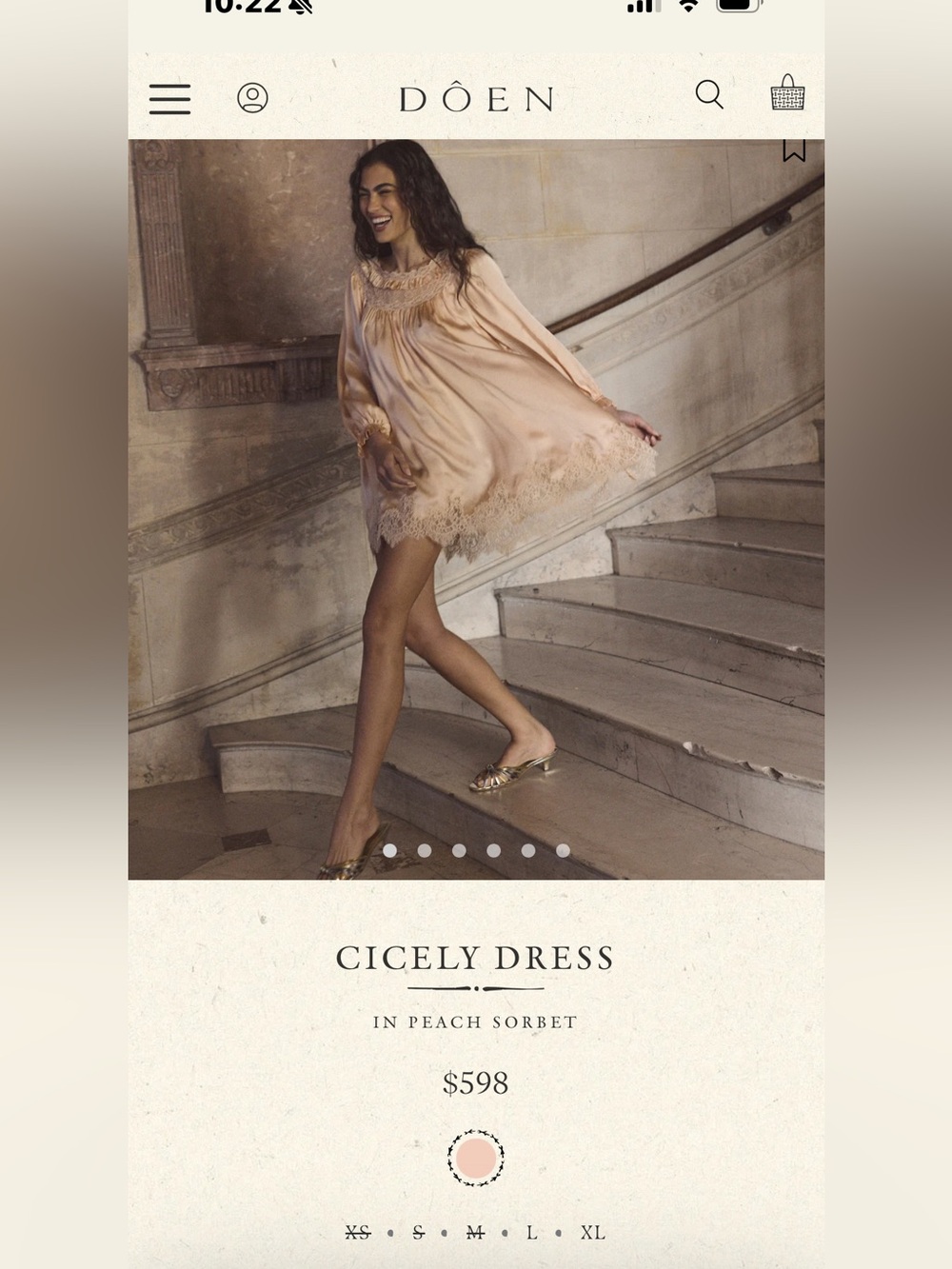 NWT and bag Doen Cicely dress xs Peach Sorbet